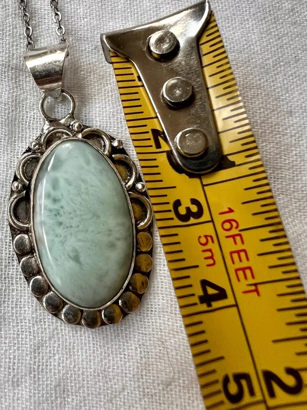 925 Sea Mist Caribbean Larimar Pendant Necklace